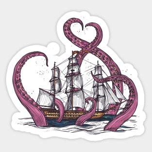 Kraken Attacks Boat Sticker